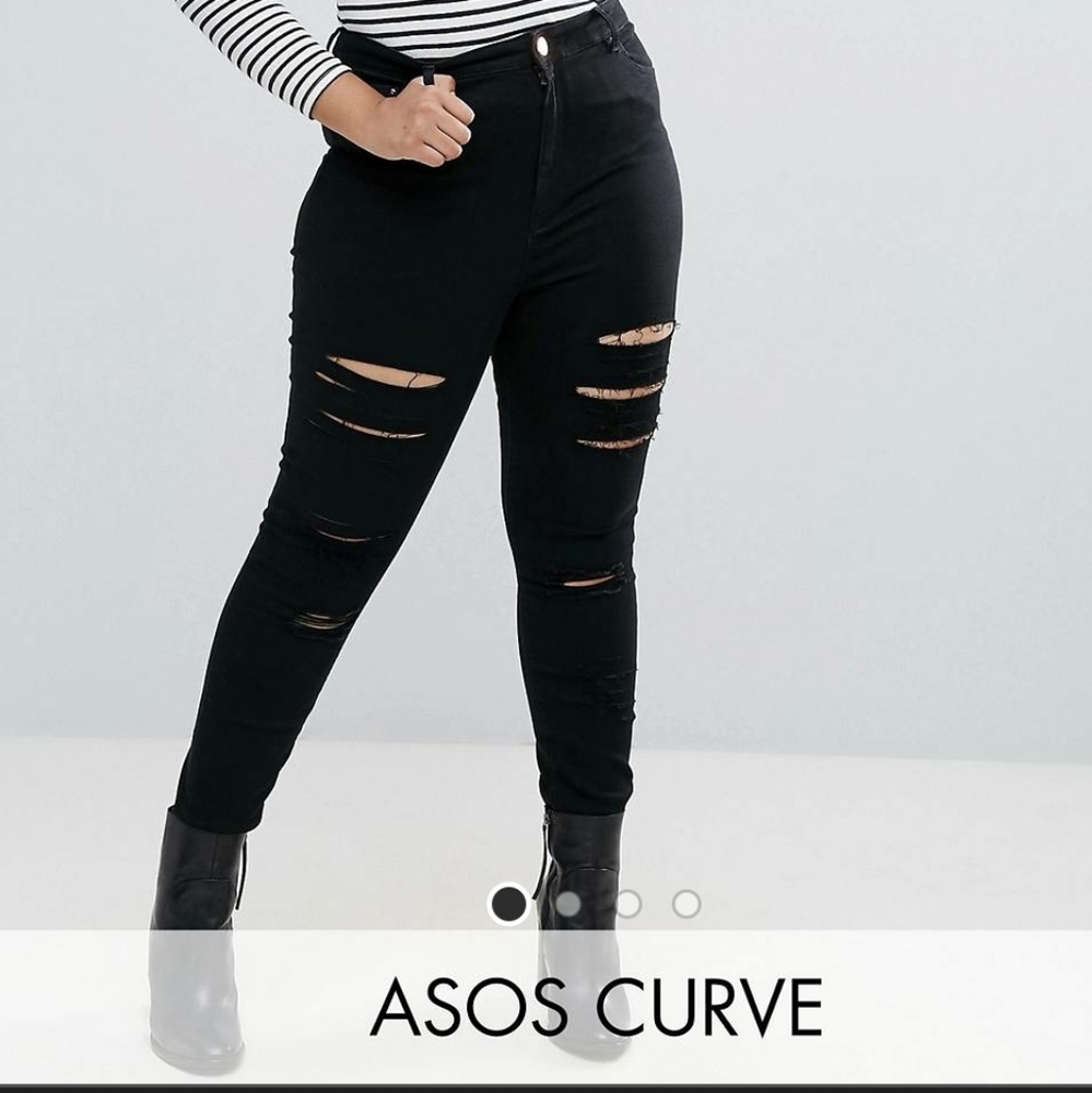 ASOS Ripped Black Curvy Skinny Jeans size 16